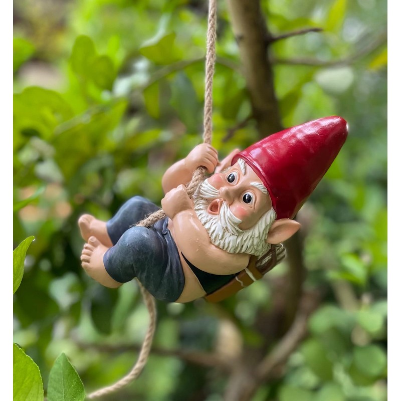 FICITI Funny Garden Gnomes Decorations, Archer Bowman Climbing Rope Hanging