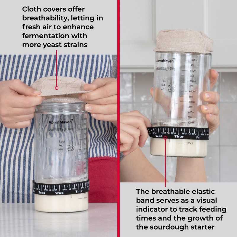 Complete Sourdough Starter Kit – Glass Jar with Lid, Kitchen
