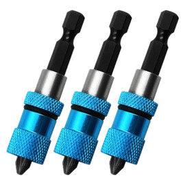 3pcs Adjustable Screw Depth Magnetic Screwdriver Bit Holder 1/4" Hex Shank Drywall Screw Bit Holder Screw Tool with Phillips 2 Screw Driver Bits, Blue