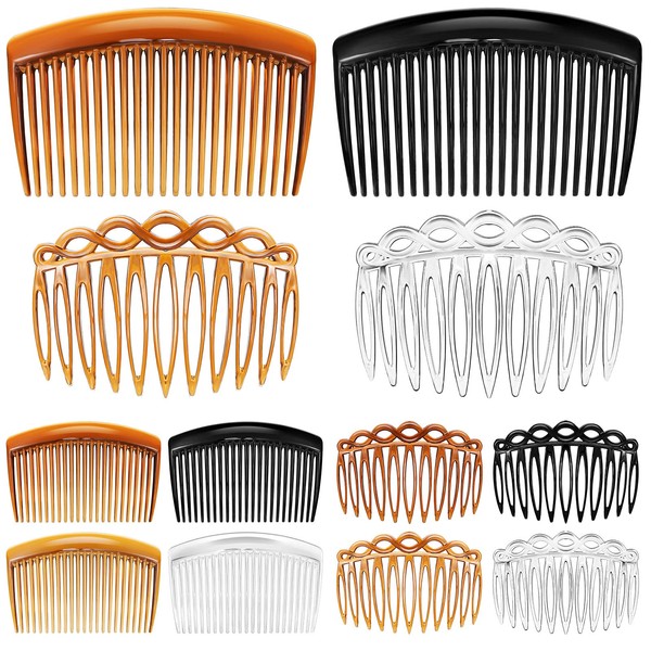 24 Pieces French Hair Side Combs Set Plastic Twist Comb Hair Clip Combs Accessories for Girls Women (11 Teeth Side, 23 Teeth Side)