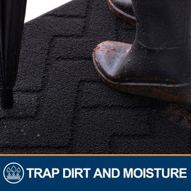 OLANLY Indoor Door Mat, 40x32, Dirt Resistant and Absorbent, Sturdy Non-Slip Rubber Backing, Easy to Clean, Washable Low-Profile Doormat for Entryway, Black