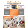 DOOMAY Digital Kitchen Visual Timer: 3.6'' Large LED Display, Magnetic,