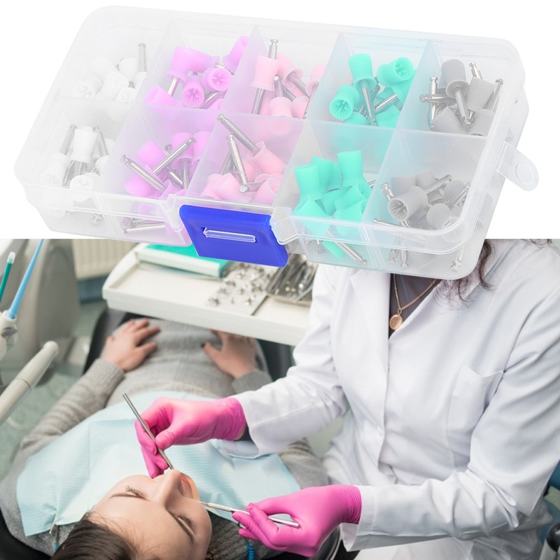 100Pcs Rubber Steel Dental Polishing Cup Mixed Color Polisher with