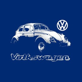 Volkswagen Beetle Faded Spray Paint Aesthetic Men's Hooded Sweatshirt Royal Blue