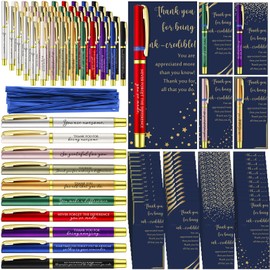 Sayglossy 60 Sets Employee Appreciation Gifts Inspirational Ballpoint Pen Bulk with Motivational Quote with Thank You Card Twist Tie for Coworker Volunteer Team Nurse Teacher Staff (Inspirational)