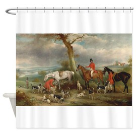 CafePress Vintage Painting of The Hunt Decorative Fabric Shower Curtain