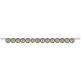 Party Central Pack of 6 Black & Gold Happy Birthday Circle Ribbon Banners 6.5'