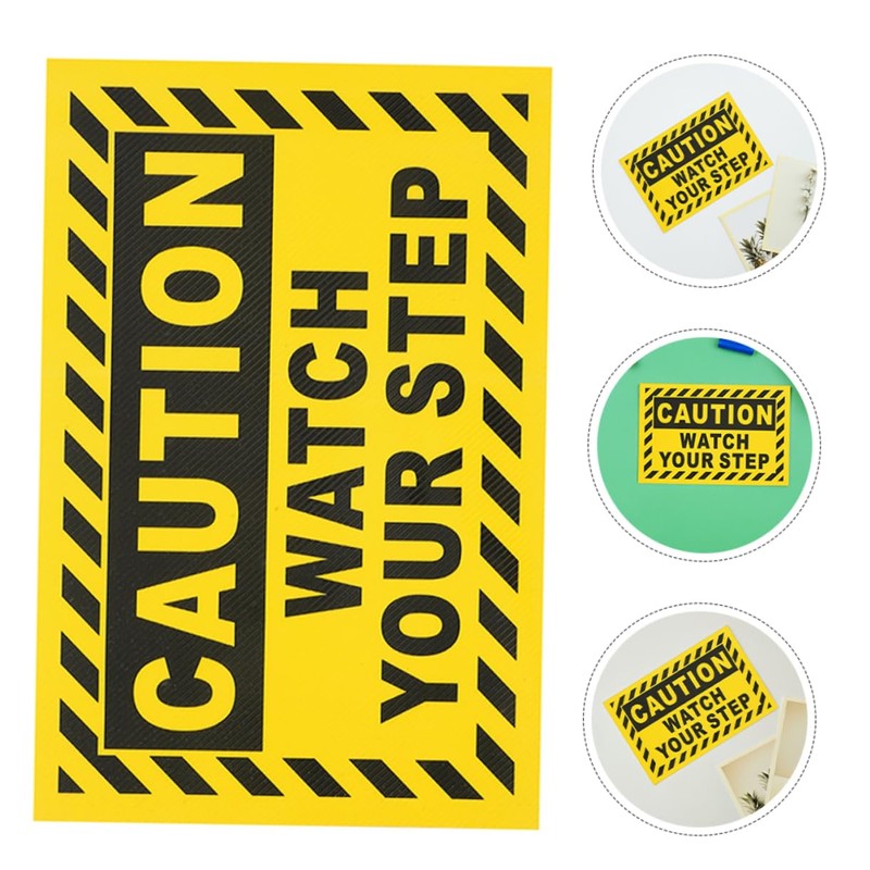 SHINEOFI Watch Your Step Caution Sign Durable PVC Wet Floor