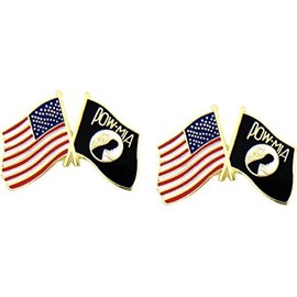 MilitaryBest POW MIA American Flag Crossed Lapel Pin 2 Pack
