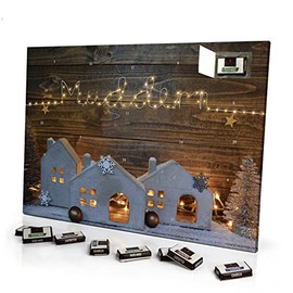 printplanet - Adventskalender mit Namen Muddern - gefüllt mit Schokoladen-Füllung - personalisiert mit Namens-Motiv Lichterkette - Schoko-Kalender, Weihnachtskalender
