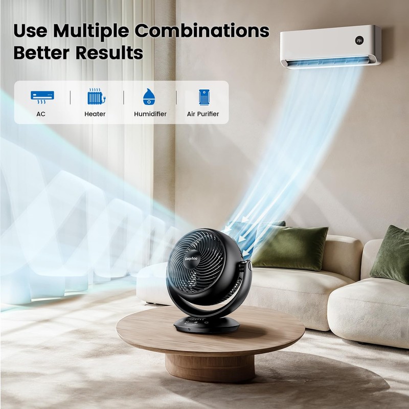 EasyAcc Ultra Quiet Fans for Bedroom 25dB, 3D Auto Air