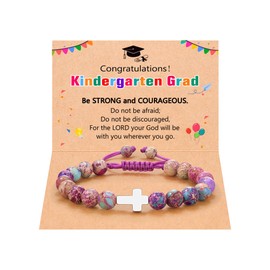 PINKDODO Kindergarten Graduation Gifts for Her 2024 Kindergarten Graduation Cross Bracelet for Granddaughter Daughter Niece Girls Jewelry