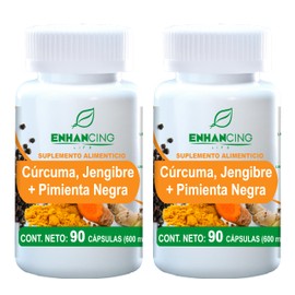 CÚRCUMA, JENGIBRE Y PIMIENTA NEGRA PARA MÁXIMA ABSORCIÓN  FORMULA PREMIUM SOLO INGREDIENTES NATURALES (180 Cápsulas)                                  
