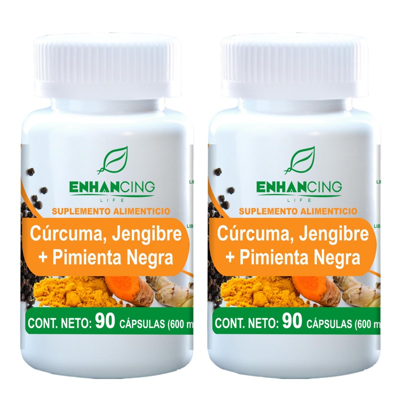 CÚRCUMA, JENGIBRE Y PIMIENTA NEGRA PARA MÁXIMA ABSORCIÓN FORMULA PREMIUM
