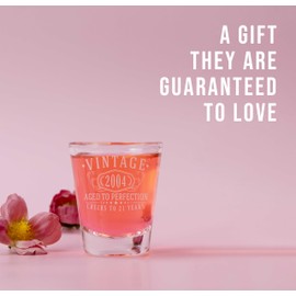 Vintage 2004 Rose Gold Printed 1.75oz 1pk Shot Glass - Happy 21st Birthday Gifts Women Men, Cheers to 21 Years, Turning 21 Woman Decorations Decor, Anniversary Bday Party Favors, Best Gift Ideas 1.0