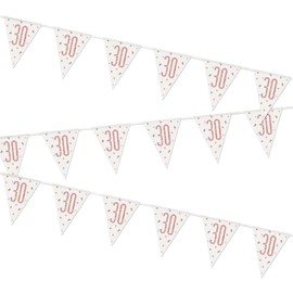 Stunning Rose Gold 30th Birthday Glitz Prismatic Flag Banner (274cm) - Perfect Celebration Decor for Birthday, Anniversary, & More - 1 Pc