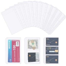 QiXin 30pcs A6 Binder Pocket Set no Zipper Clear Budget Planner Inserts Bulk Budget Binder Organizer Cash Envelopes for Budgeting Waterproof PVC Loose Leaf Bags Card Sleeves for 6 Ring Notebook