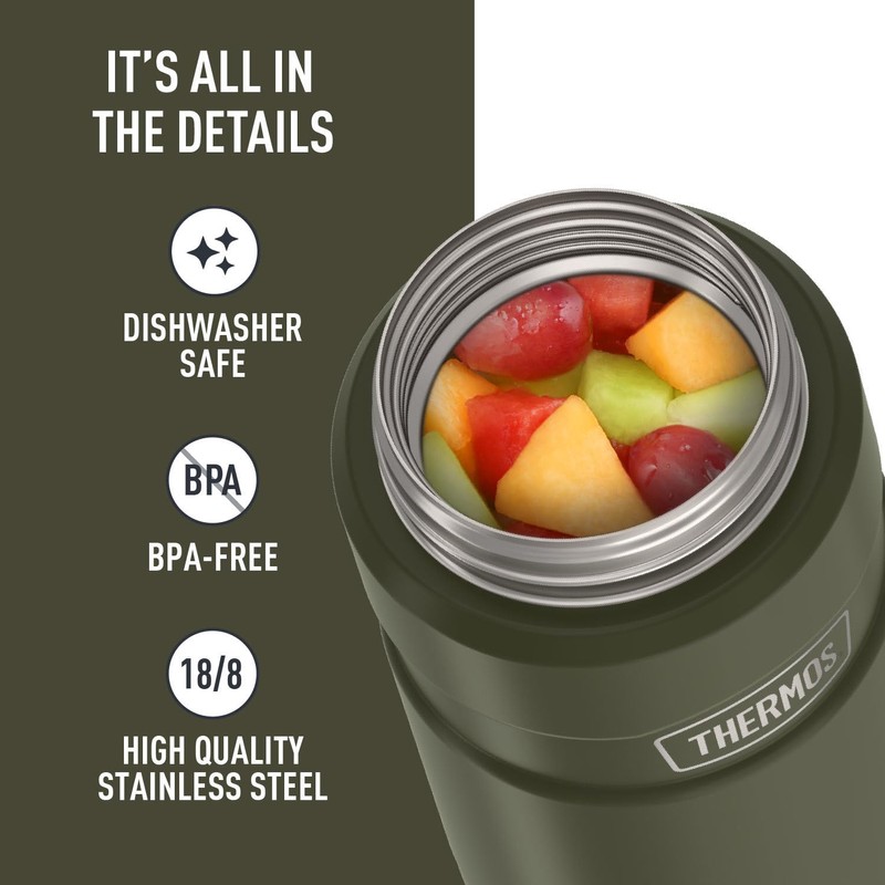THERMOS Stainless King Vacuum-Insulated Food Jar, 24 Ounce, Army Green