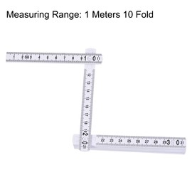 uxcell Folding Ruler 1 Meters 10 Fold Metric Measuring Tool ABS for Woodworking Engineer White