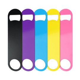 KTOJOY 5 Pack Stainless Steel Colorful Beer Bottle Opener Set, 7 Inch, Large Colorful Design,