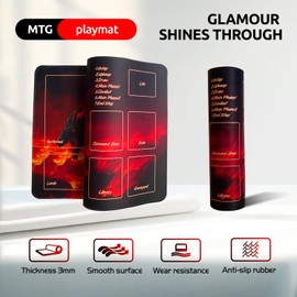MTG Playmat TCG DND Game Mat Card Game Play Mat, Locking Edge Design, Non-Slip and Durable (Dragon 4)