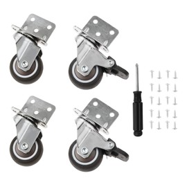 4Pcs Castors for Furniture, 32mm Swivel Castor 2 with Brakes + 2 without Brakes, L-Shaped Heavy Duty Castors Transport Castors with Screws and Screwdrivers for Furniture Cupboard Table Beach Chair