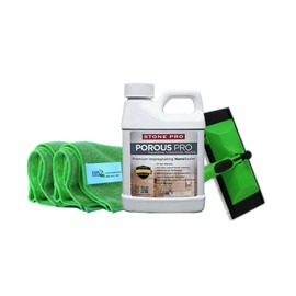 Porous Pro Nano Impregnating Stone Sealer for Marble, Limestone, Quartzite, Travertine, Grout & More All-in-ONE KIT Includes Microfibers + Applicator + Stone Pro - Porous Pro (1 Pint / 16 oz)