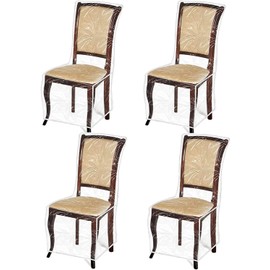 CULOTOL 4/6 Pcs Plastic Dining Chair Protectors with Backrests - Waterproof Thickened PVC Chair Seat Covers Removable Washable Chair Slipcover Keeping Your Dining Chair Away from Water Dust (4)