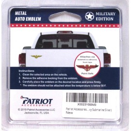 PATRIOT Navy Submarine Warfare Enlisted Metal Auto Car Emblem 5" Military >NEW<