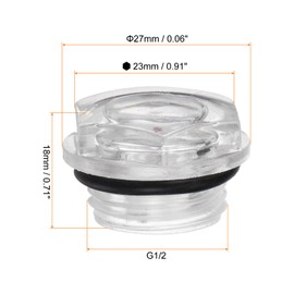 HARFINGTON 4pcs Air Compressor Oil Sight Glass G1/2 Male Liquid Level Gauge Plastic Hex Head Oil Indicator Window with O-Ring for Air Compressor Fittings Gearbox Tanks, Transparent