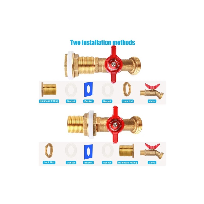 WADEO Rain Barrel Spigot, Brass Rain Barrel Quarter Turn Ball