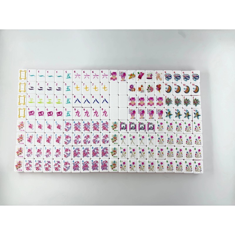 30mm 1-3/16" 4-Layer Engraved American Mahjong Set 160-Tile Chinese Red