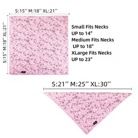 Gofshy XLarge Summer Spring Dog Bandanas-4PCS Pink Green Orange Floral Printing Dog Scarf Bib Kerchief Breed for Large Girl Dogs Pets Gift