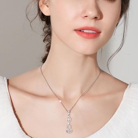 EUEAVAN Messianic Seal Necklace Messianic Seal of Jerusalem Pendant Necklace Star of David,Ichthus with Cross,Menorah,Jewish Star Necklace Religious Hanukkah Jewelry Token of Prayer (A-silver)