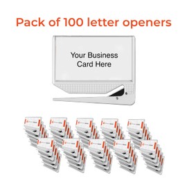 Uncommon Desks Business Card Letter Openers - (100 Pack) (White) Professional Letter Openers with Business Card Insert, Perfect Promotional Item for Business