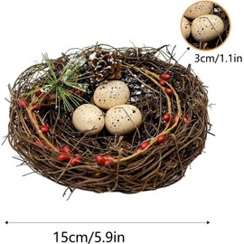 Artificial Birds Nest Faux Bird Nest Easter Decorations Christmas Tree Ornaments Rattan Birds Nest Artificial Bird Eggs