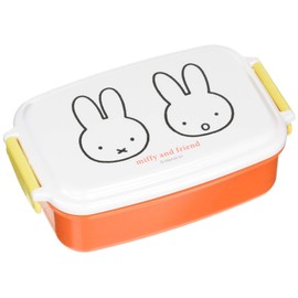 Kutsuwa MF527 Miffy Square Sealed Bento Box, White, Orange, Yellow, 16.9 fl oz (500 ml), Miffy Kids Lunch Series