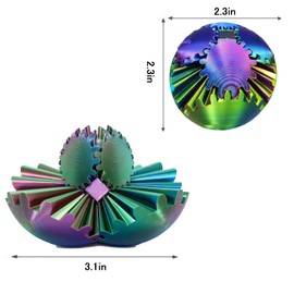 Gear Ball, 6cm 3D Printed Gearsphere, Tricolor Steampunk Whirling Wonder Fidget Gear Ball, Assembled Completed Gear Sphere Fidget, Fun Gear Ball For Children Adults Stress Relief