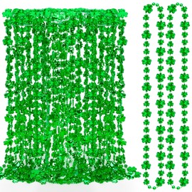 50PCS St Patricks Day Necklaces Accessories, Shamrock Irish Green Beads Saint Patrick's Day Necklace Bulk, St. Patricks Day 4 Leaf Clover Beads Decorations Throw for Parade Party Celebration Supplies