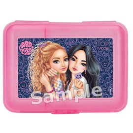 Depesche 12894 TOPModel Night Light Lunch Box in Transparent Pink, with One Main Compartment and Insertable Divider Card