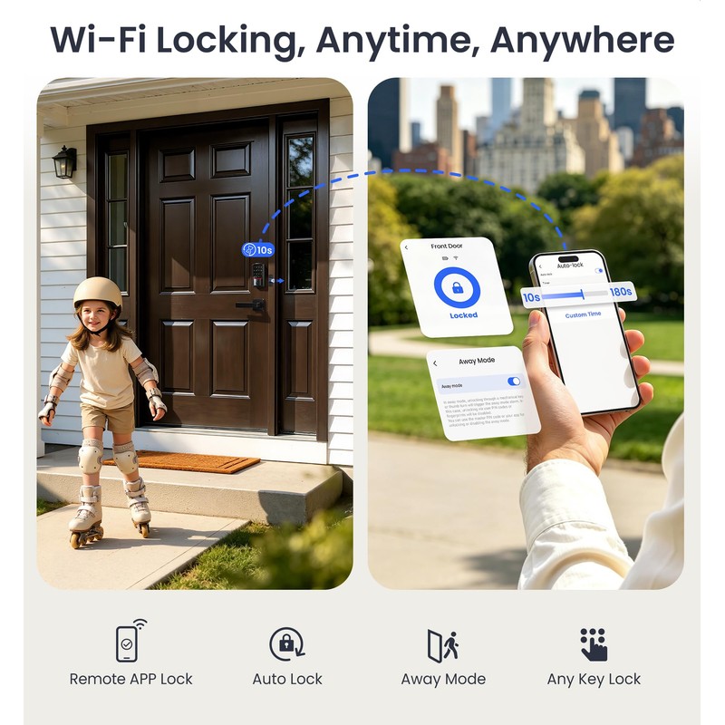 Veise VE027-L WiFi Smart Lock with Handles Set for Front