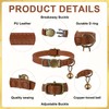 4 Pcs Leather Cat Collar Breakaway with Bell Adjustable Safety