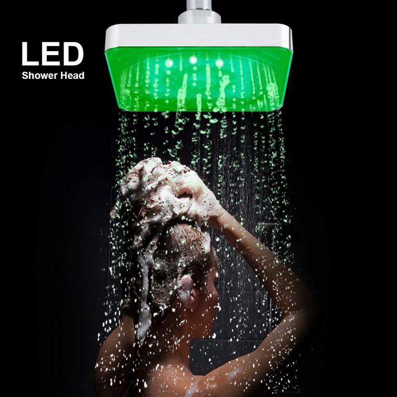 LED Shower Head, 6 Inch Rainfall Shower Head Bathroom Square