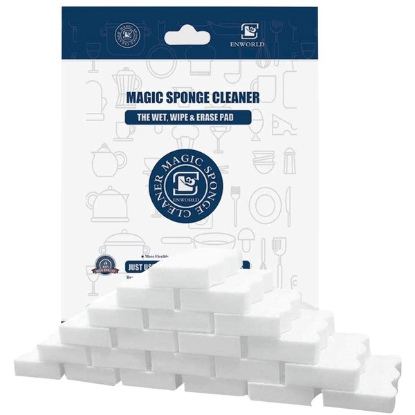 70Pcs Magic Cleaning Eraser Sponge Melamine Foam, Just Add Water Multi Purpose Bathroom Kitchen Floor Baseboard & Wall Cleaner 4.3 x 2.8 x 0.8" (White)
