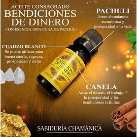 Bendiciones de Dinero Aceite Consagrado, Aceite Esencial de Pachulí 100% Puro, 15 ml, con Canela