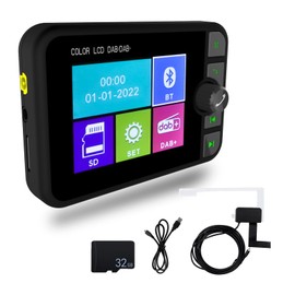 OiLiehu Digital DAB+ Adapter for Car Radio, 2.4" LCD Display portable DAB Adapter with Bluetooth Handsfree, FM Transmitter, AUX, TF-Slot, 32G TF-Card