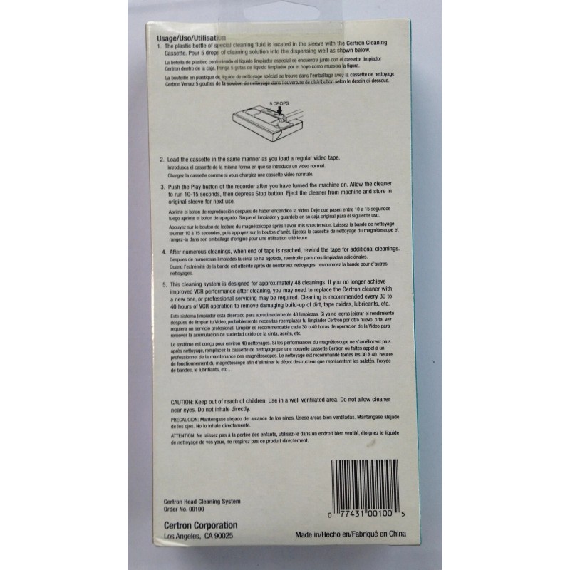 Certron NOS VCR Cleaning System Videocassette Head Cleaner Sealed New