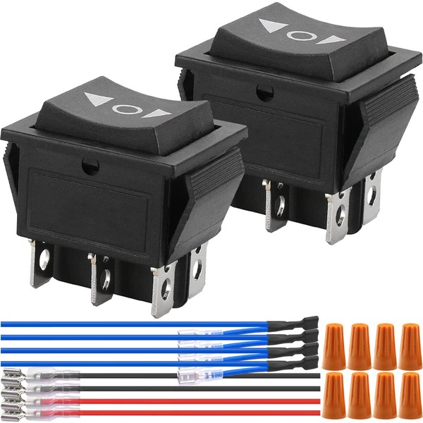 Xiatiaosann Rocker Switch 6 Terminal 3 Position ON-OFF-ON DPDT Momentary