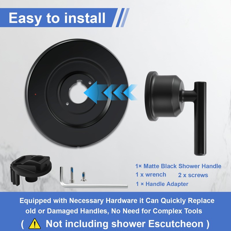 Matte Black Shower Handle Replacement, Compatible with Moen T2901BL Gibson