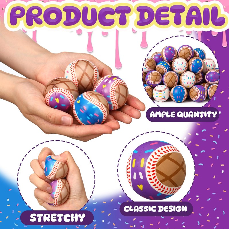 Junkin 24 Pcs Baseball Drip Stress Balls, Baseball Drip Party